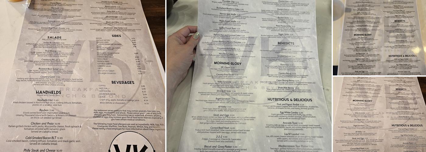 Valley Kitchen Boardman Menu