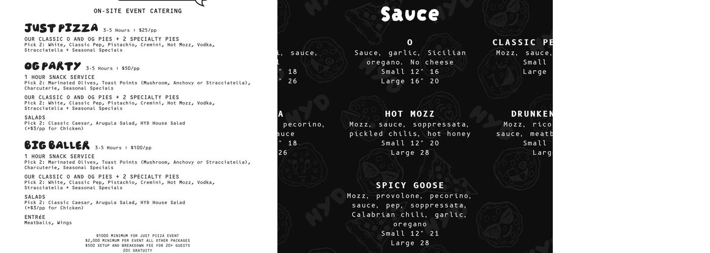 How Ya Dough'n Pizza Menu