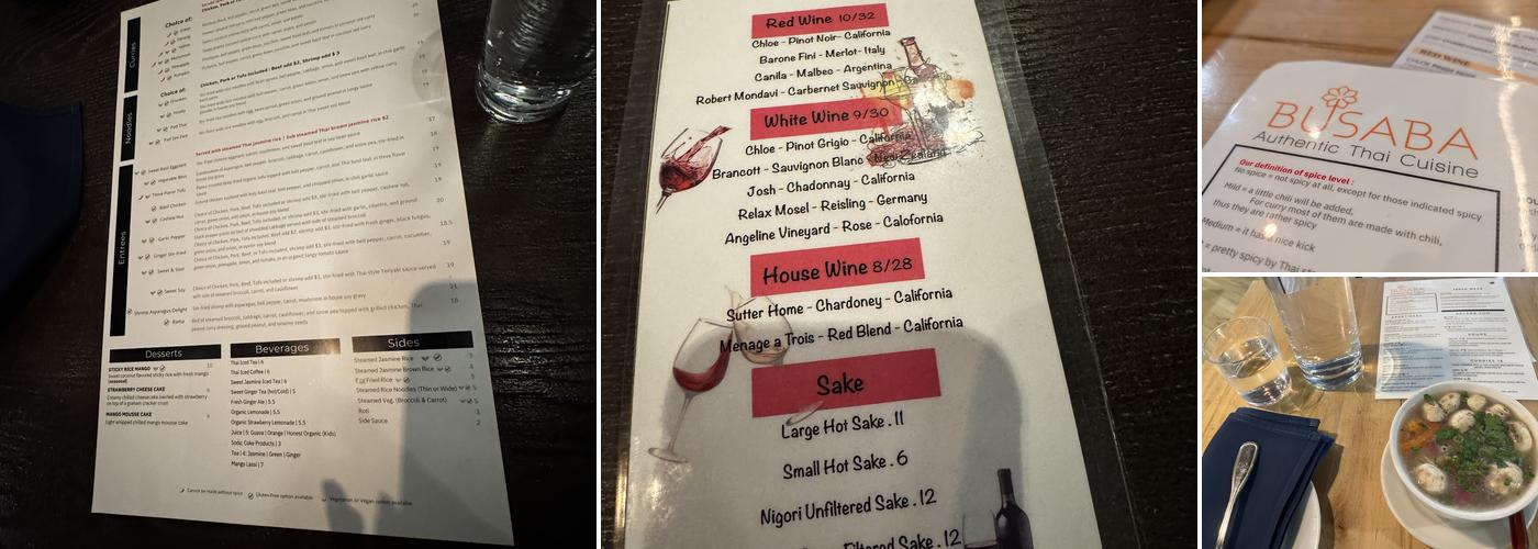 Busaba Pearl St Menu