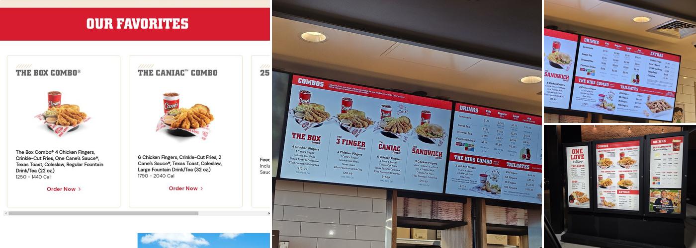 Raising Cane's Chicken Fingers Menu