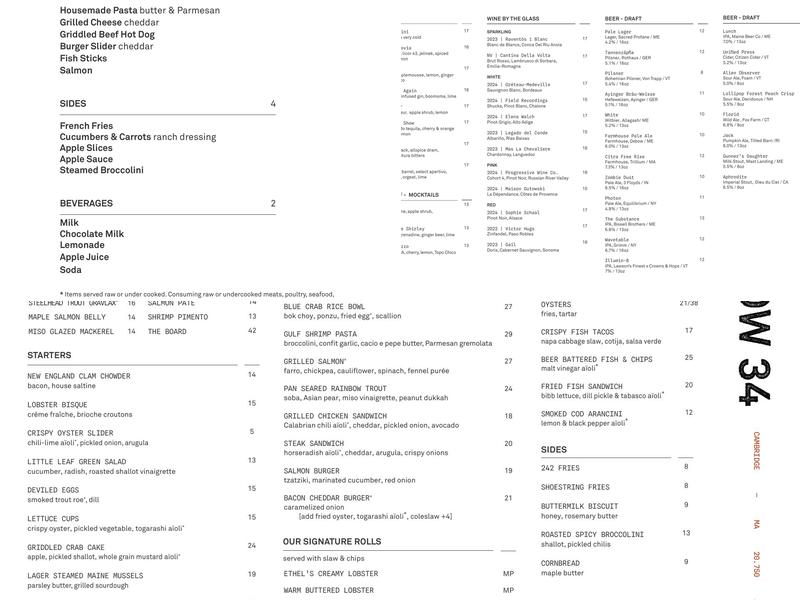 Row 34 - Kenmore Square | Boston Menu