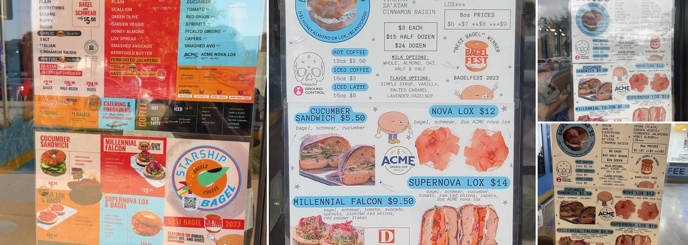 Starship Bagel Menu