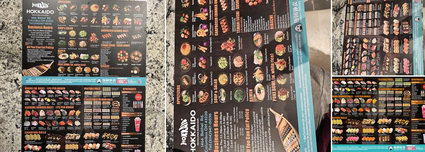 Hokkaido Revolving Sushi Bar Menu