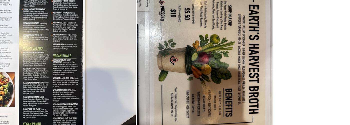 Pressed Cafe Menu