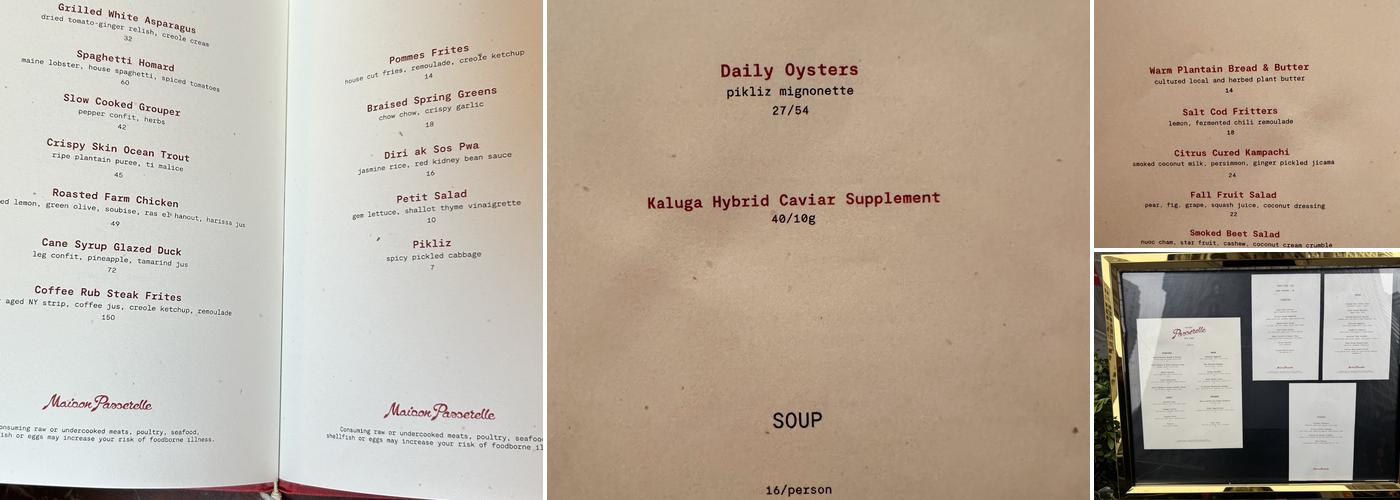 Maison Passerelle Menu