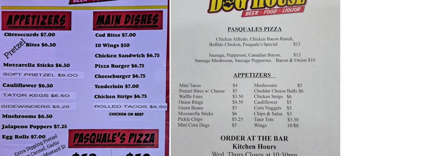 Burt's Dog House Menu