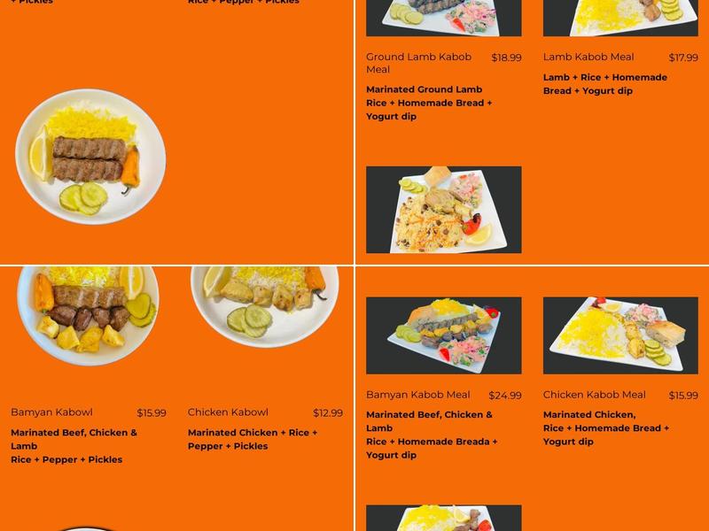 Bamyan Kabob Menu