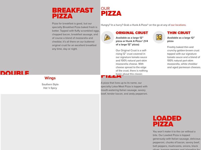 Hunt Brothers Pizza Menu