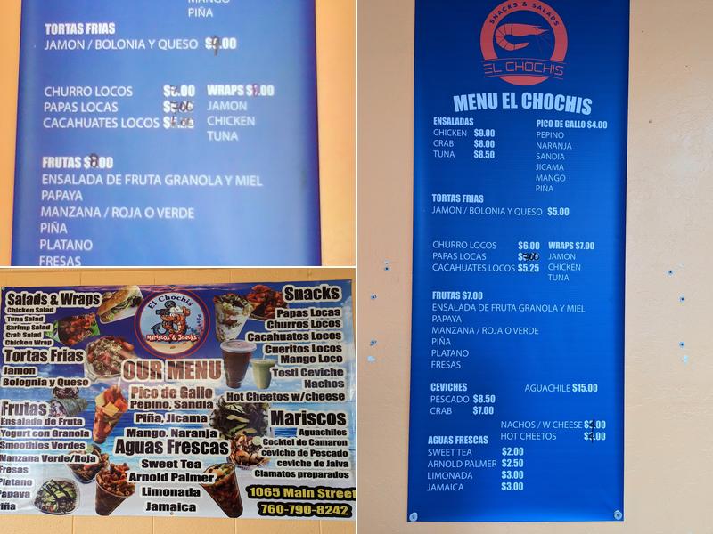 El Chochis Mariscos & Snacks Menu