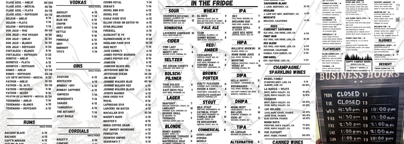 Limitless Axes and Ales Menu