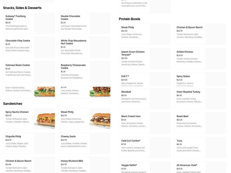 Subway Menu