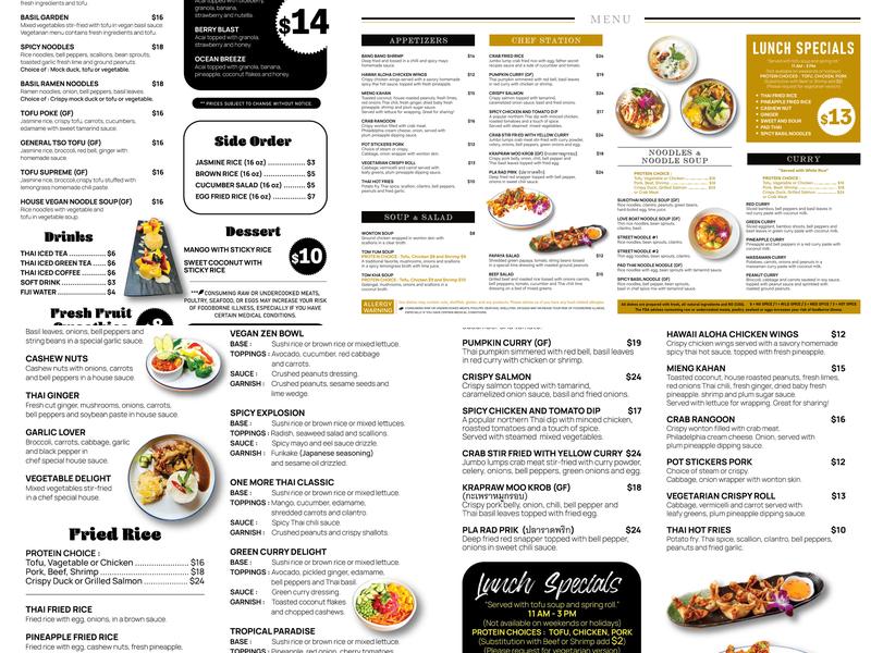 One More Thai Menu