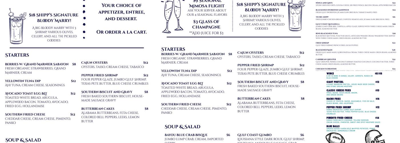 Shipp’s Dockside Grill Menu
