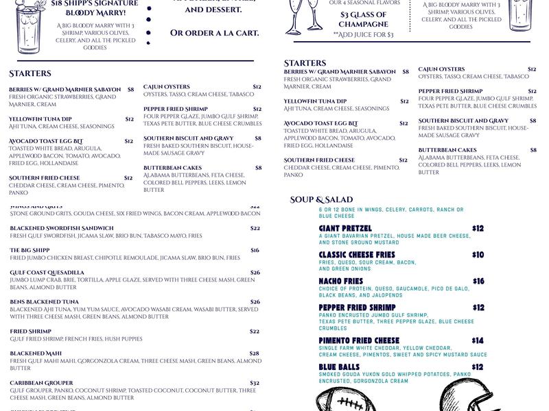 Shipp’s Dockside Grill Menu