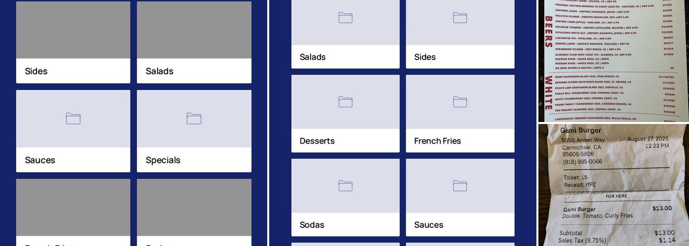 GamiBurger Menu
