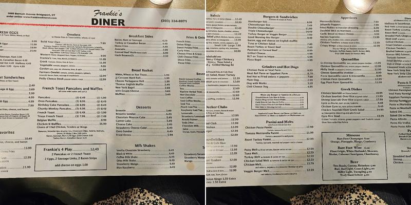 Frank's diner Menu