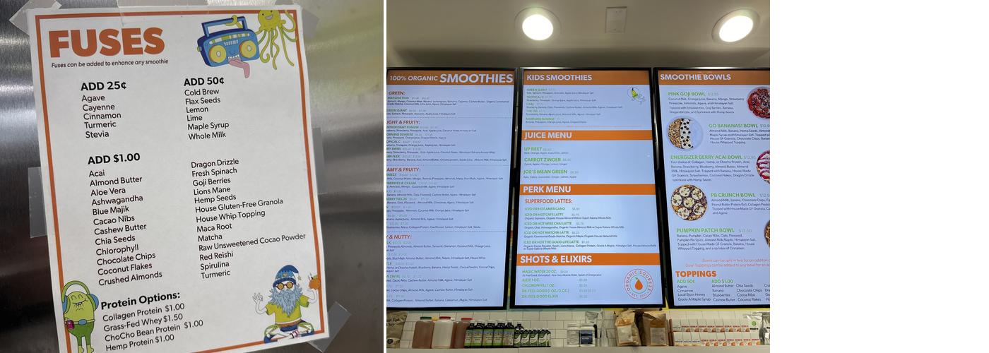 Organic Squeeze Menu