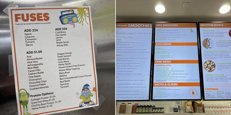 Organic Squeeze Menu