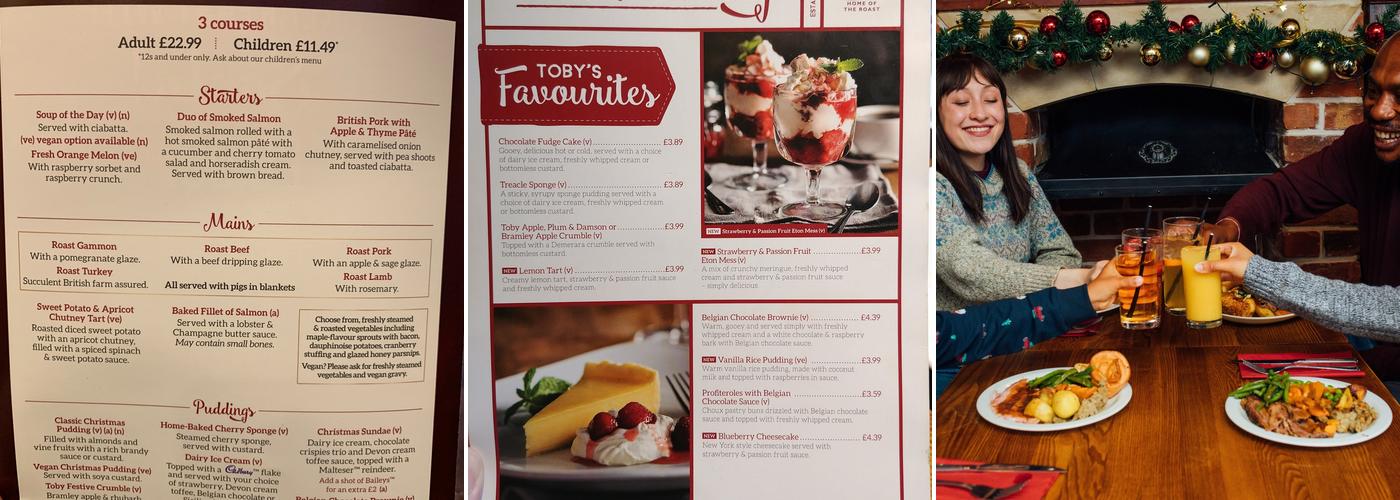 Toby Carvery Brentwood Menu