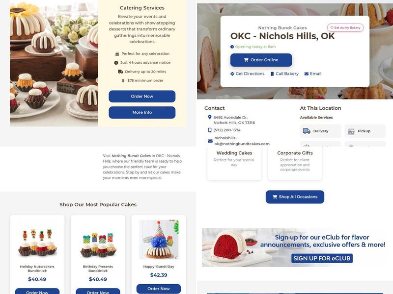 Nothing Bundt Cakes Menu