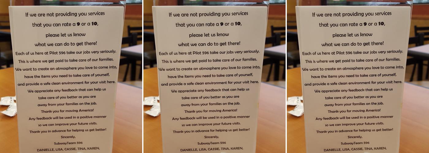Subway Menu