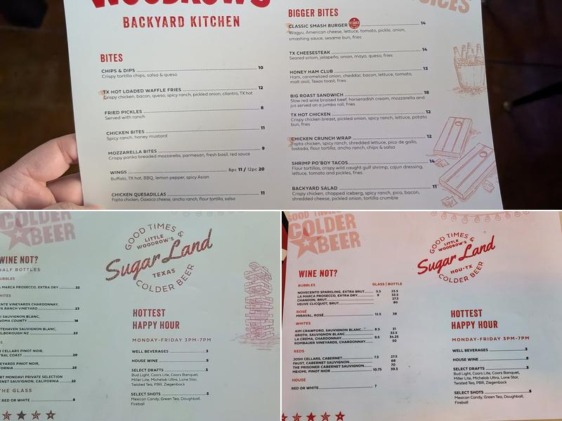 Little Woodrow's Sugar Land Menu