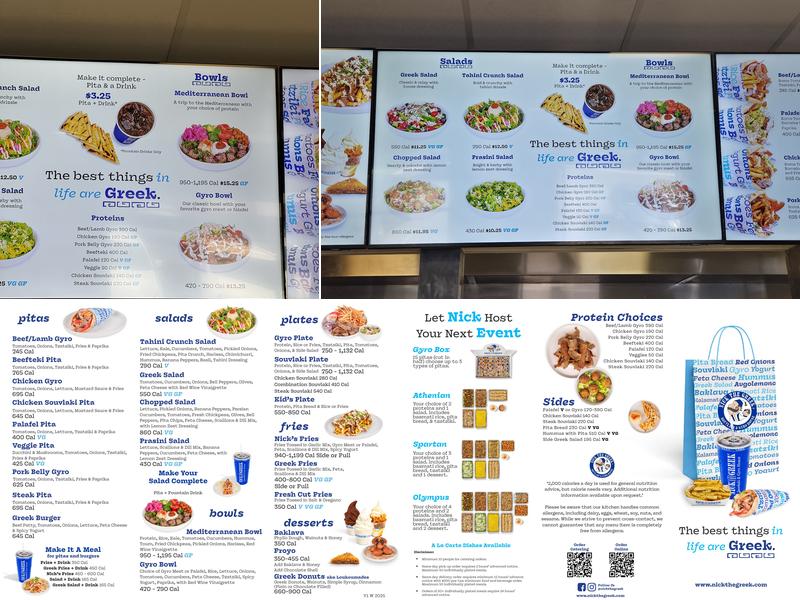 Nick The Greek Menu