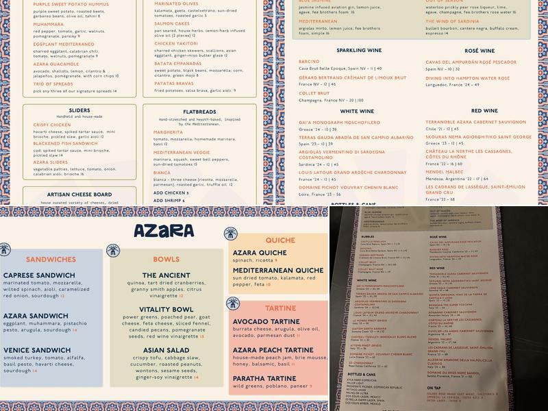 Azara Menu