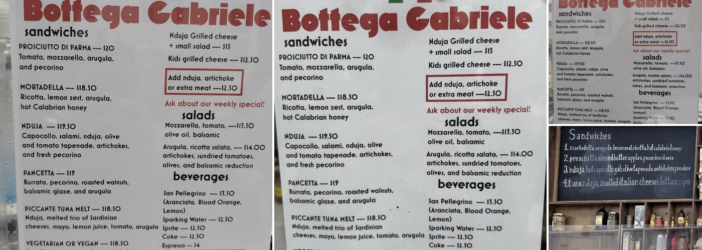 Bottega Gabriele Menu