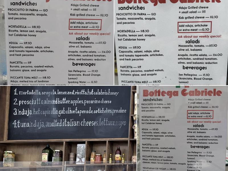 Bottega Gabriele Menu