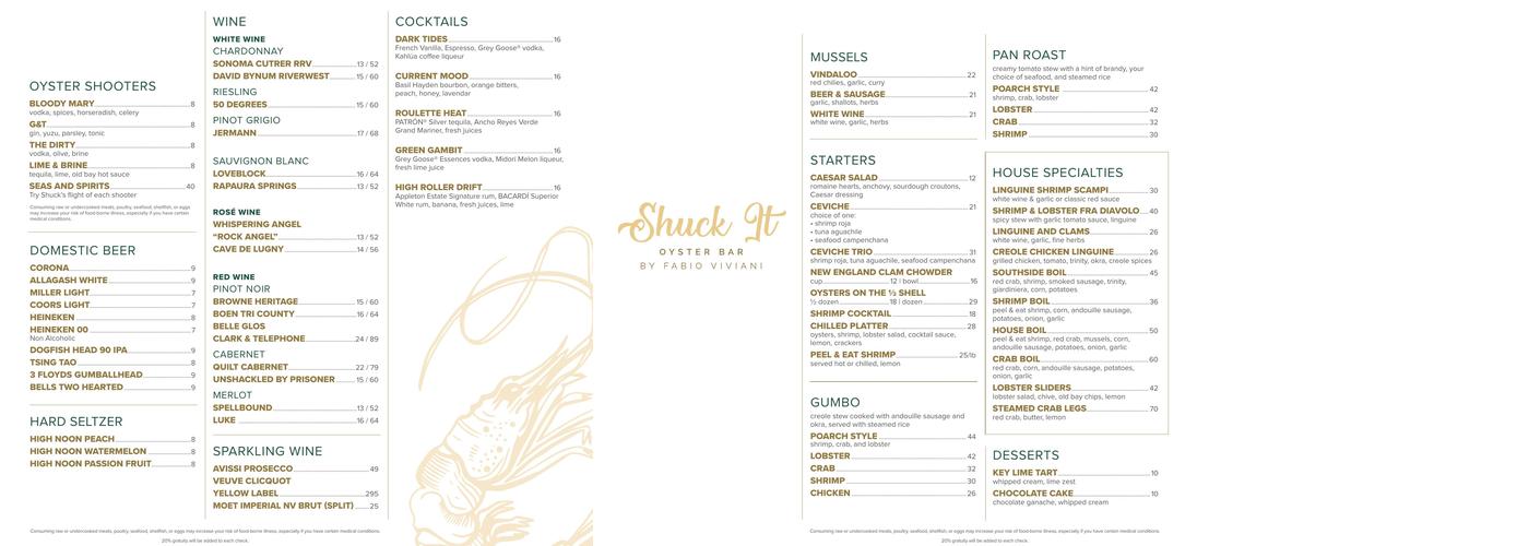 Shuck It Menu