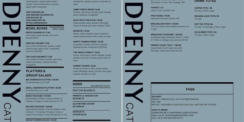 MudPenny Menu