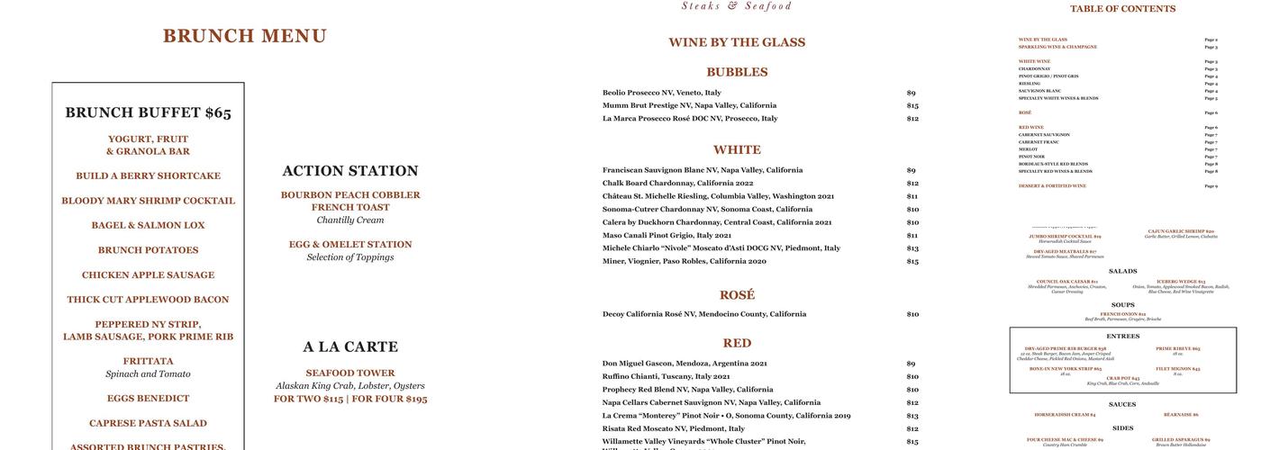 Council Oak Steaks & Seafood Menu