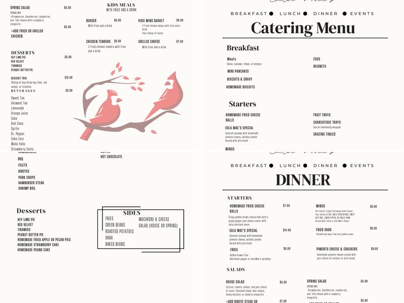 Eula Mae's Menu