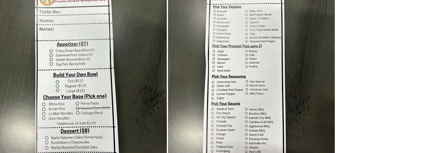 Pro Bowl Protein-Packed Mongolian BBQ Menu