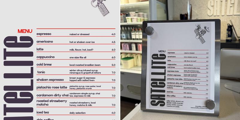 Satellite Coffee Bar Menu