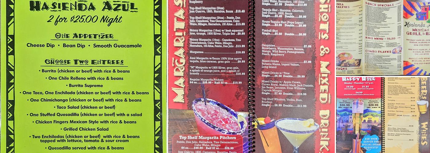 Hasienda Azul III Menu