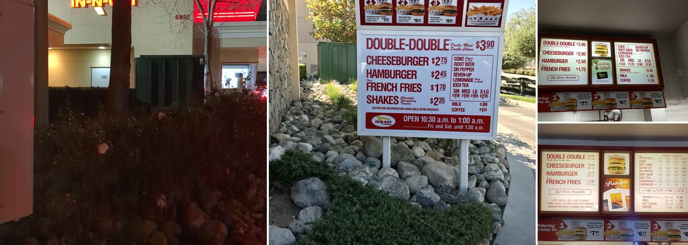 In-N-Out Burger Menu