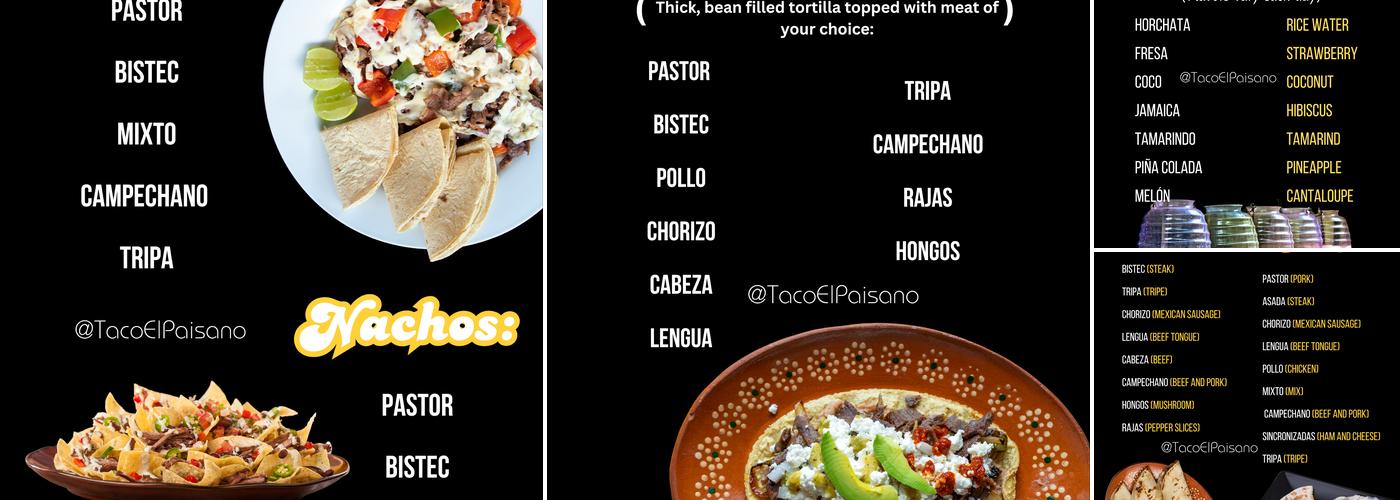 Taco El Paisano Menu