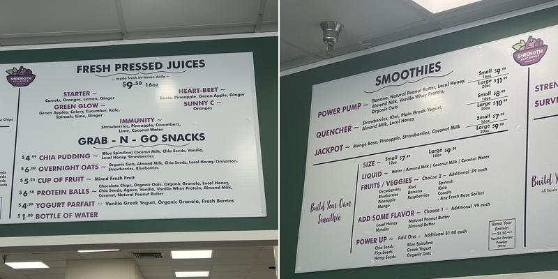 Strength Acai bowls Menu