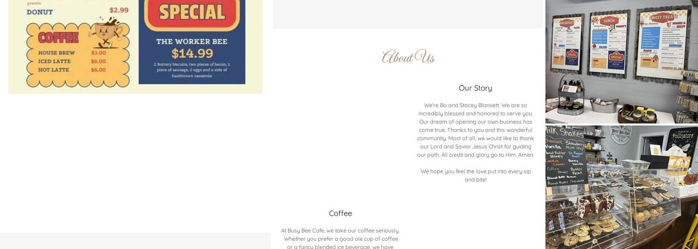Busy Bee Cafe Menu