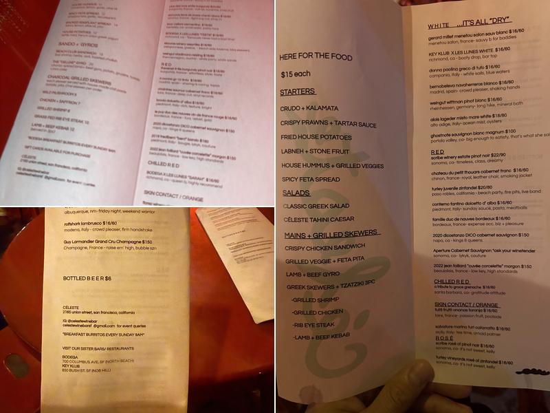Céleste Menu