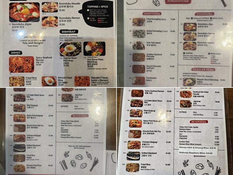 Dubu Dubu Menu