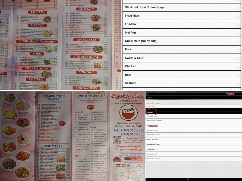 Chopstick House Menu