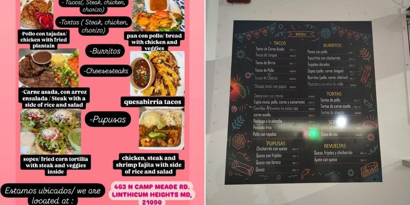 Sabor latino las hermanas Menu