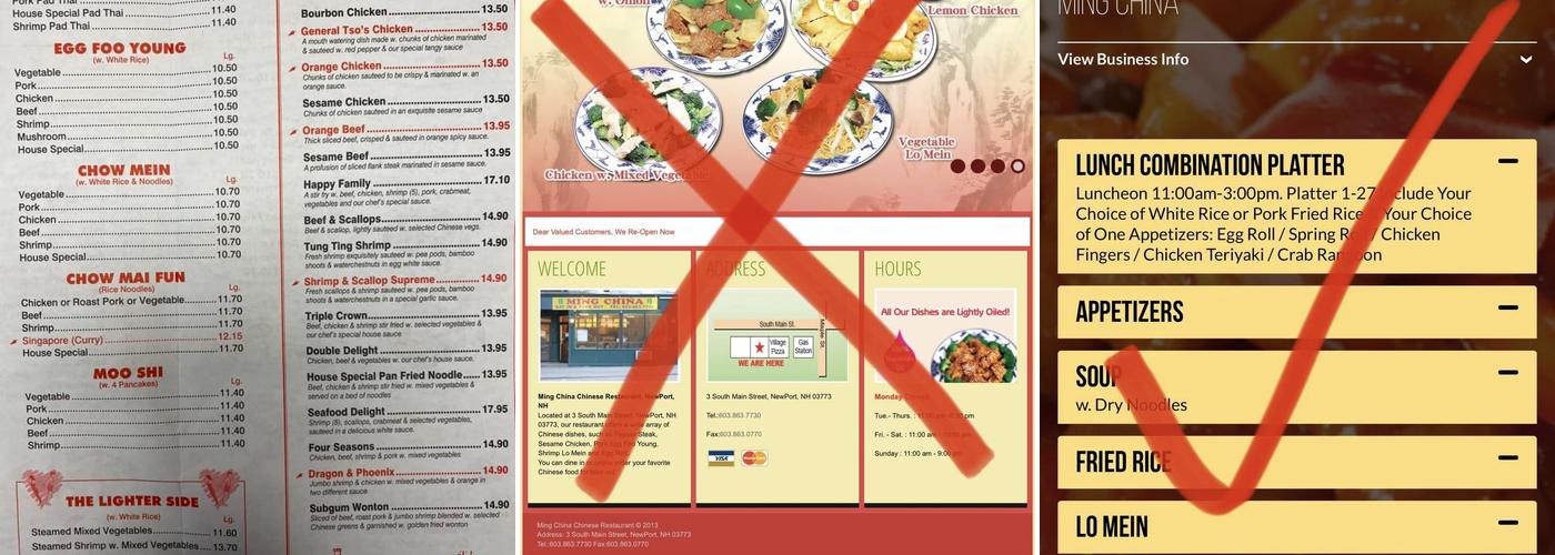 Ming China Menu