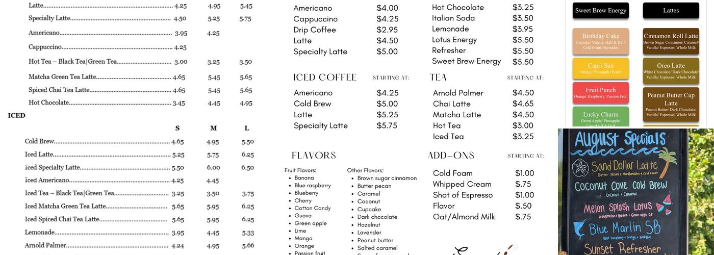 Sweet Brew Menu