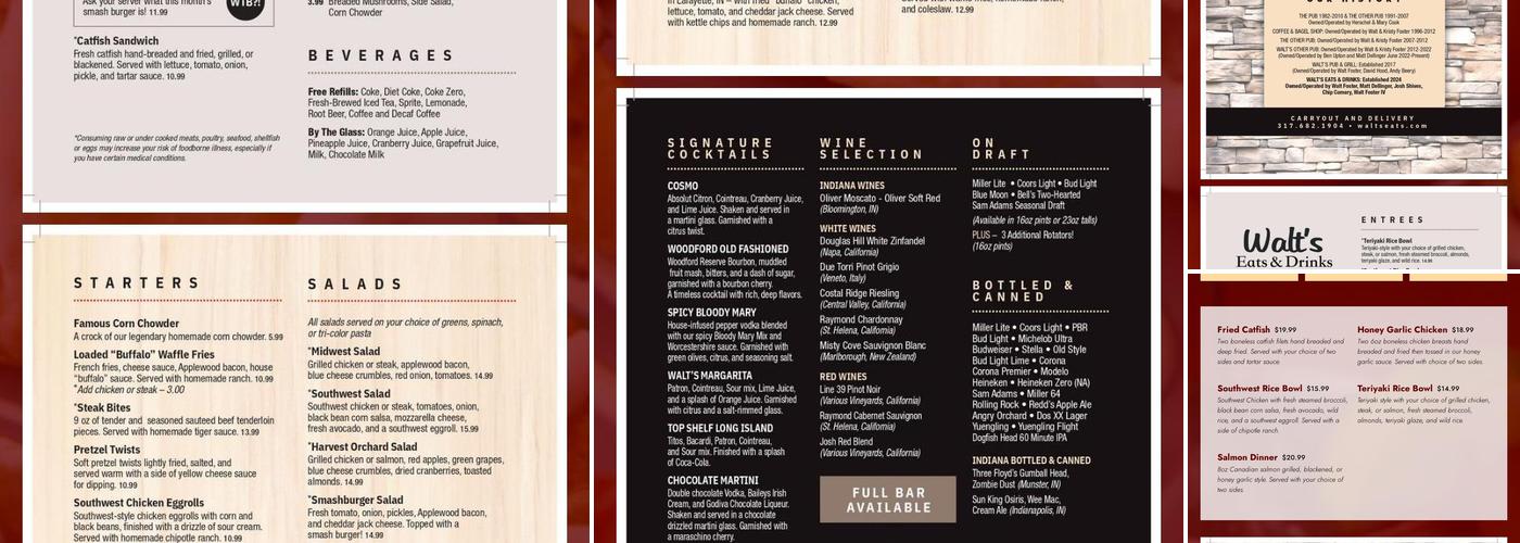 Walt's Eats & Drinks Menu