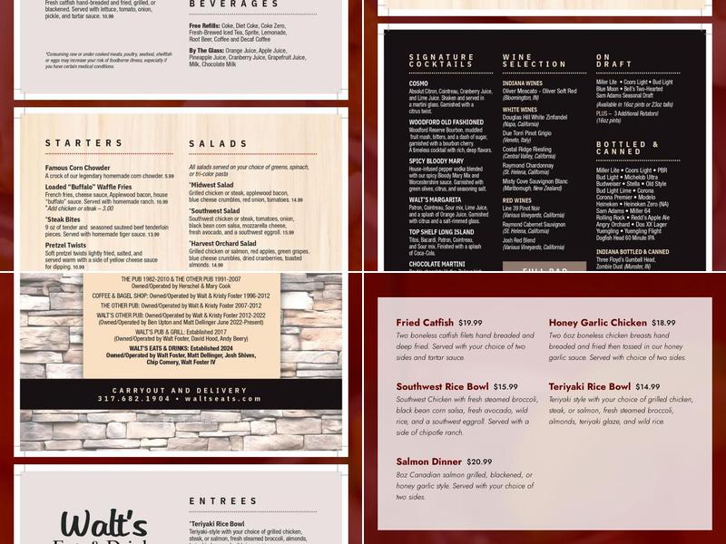 Walt's Eats & Drinks Menu