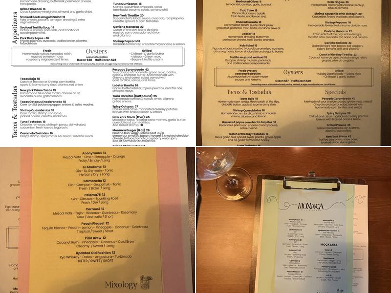 Monarca Baja Kitchen Menu